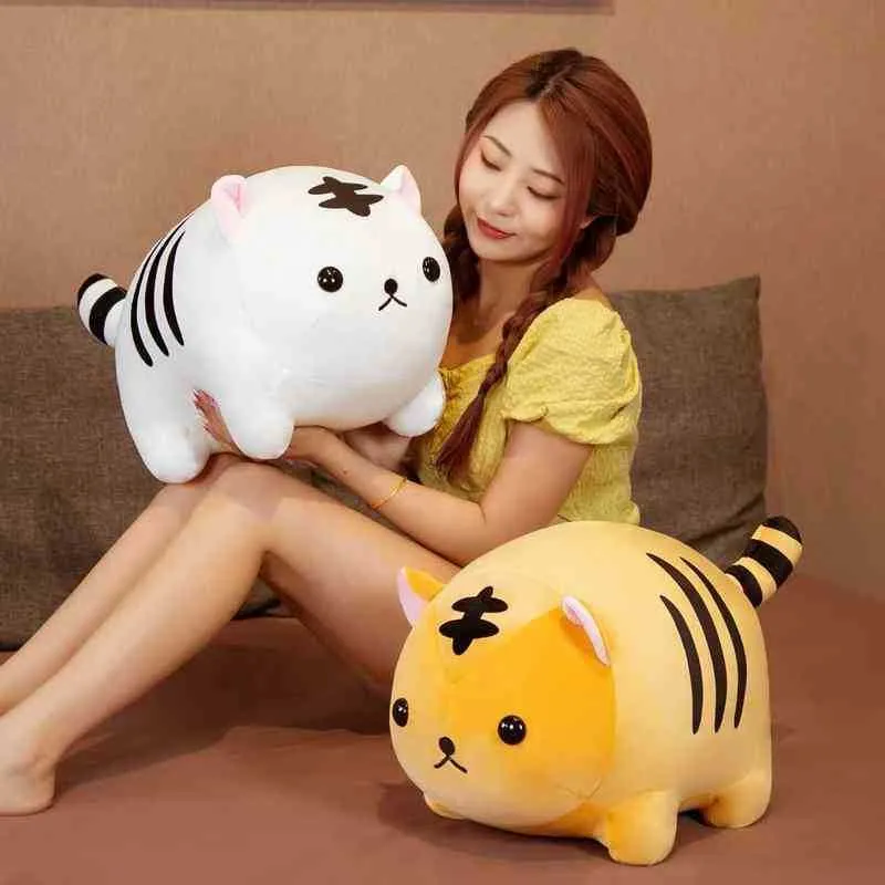 Divertido relleno de algodón suave 4050Cm Fat Tiger Cojín de felpa Kawaii Tiger Sofá Cojín Hermosos regalos de Navidad para ldren J220729