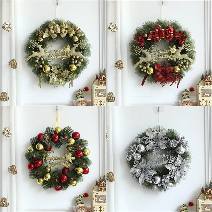 Decorative Flowers Wreaths Christmas Door Hanging Ornaments Artificial Rattan for Home Window Wall Indoor Outdoor Decoration Garland 221109