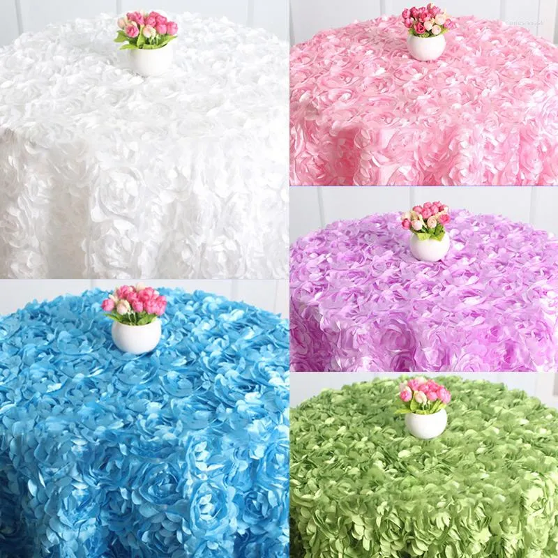 Table Cloth Wedding Embroider Rosette Flower 3D Cover Banquet Party Round/rectangle Decoration Christmas Gift