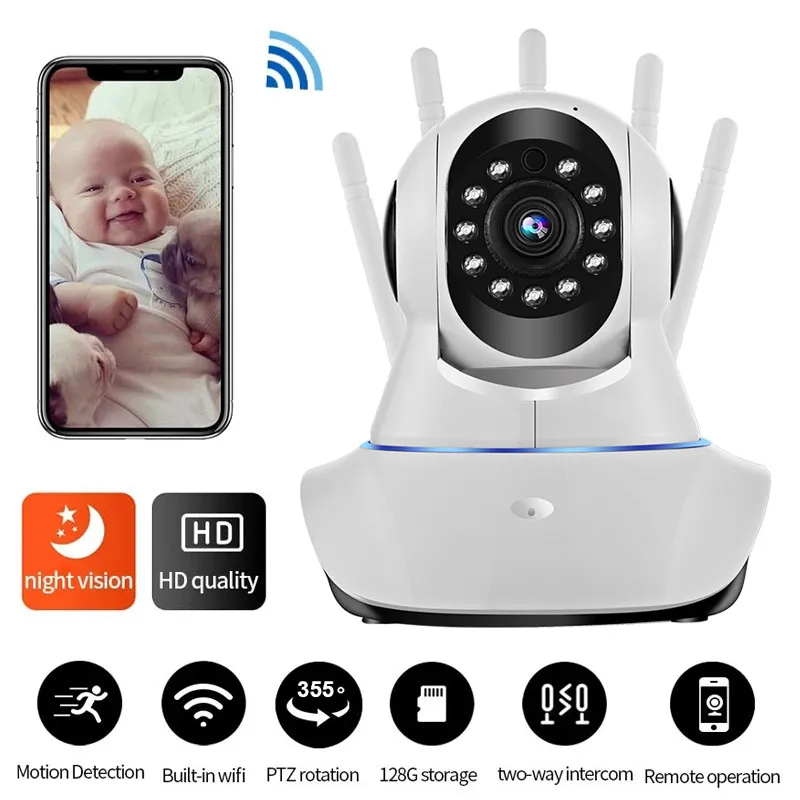 미니 카메라 WiFi 무선 IP 감시 카메라 A1 스마트 홈 보안 베이비 모니터 LED 나이트 CCTV 1080P 360 ° 시력 모션 감지 캠코더 비디오 웹캠 회전