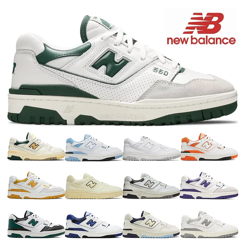 New Balance 550 NB550 Designer Luxurys Casual Shoes For Men Womens White Natural Green Grey Cream Black UNC Bourgogne Purple Mens Sports Sneakers Trainers