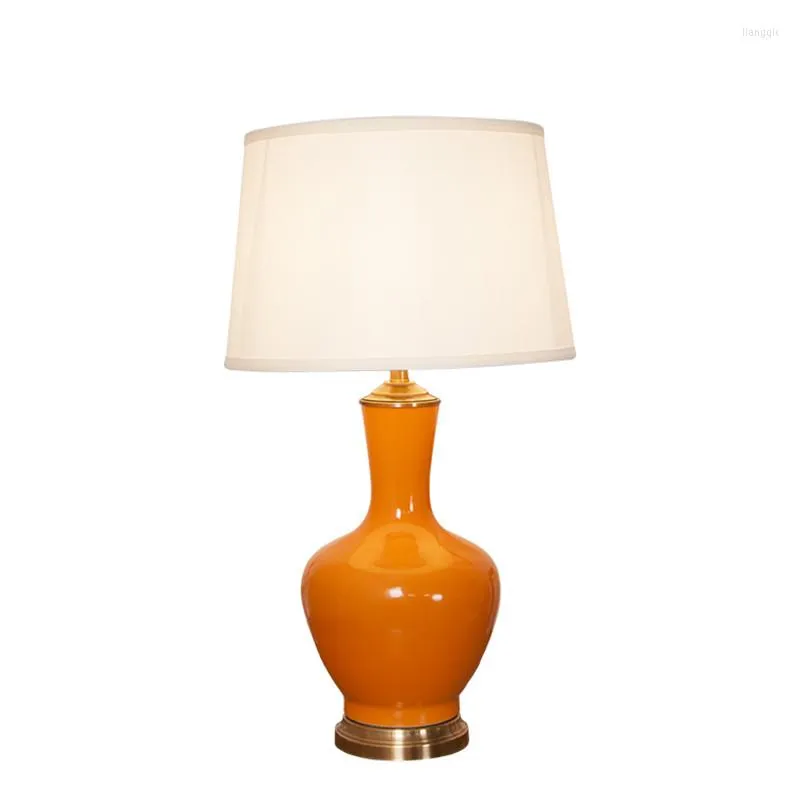 Tischlampen im amerikanischen Stil, orangefarbene Keramiklampe für Schlafzimmer, Nachttisch, Wohnzimmer, Foyer, Arbeitszimmer, Schreibtisch, Lesenachtlicht TD037