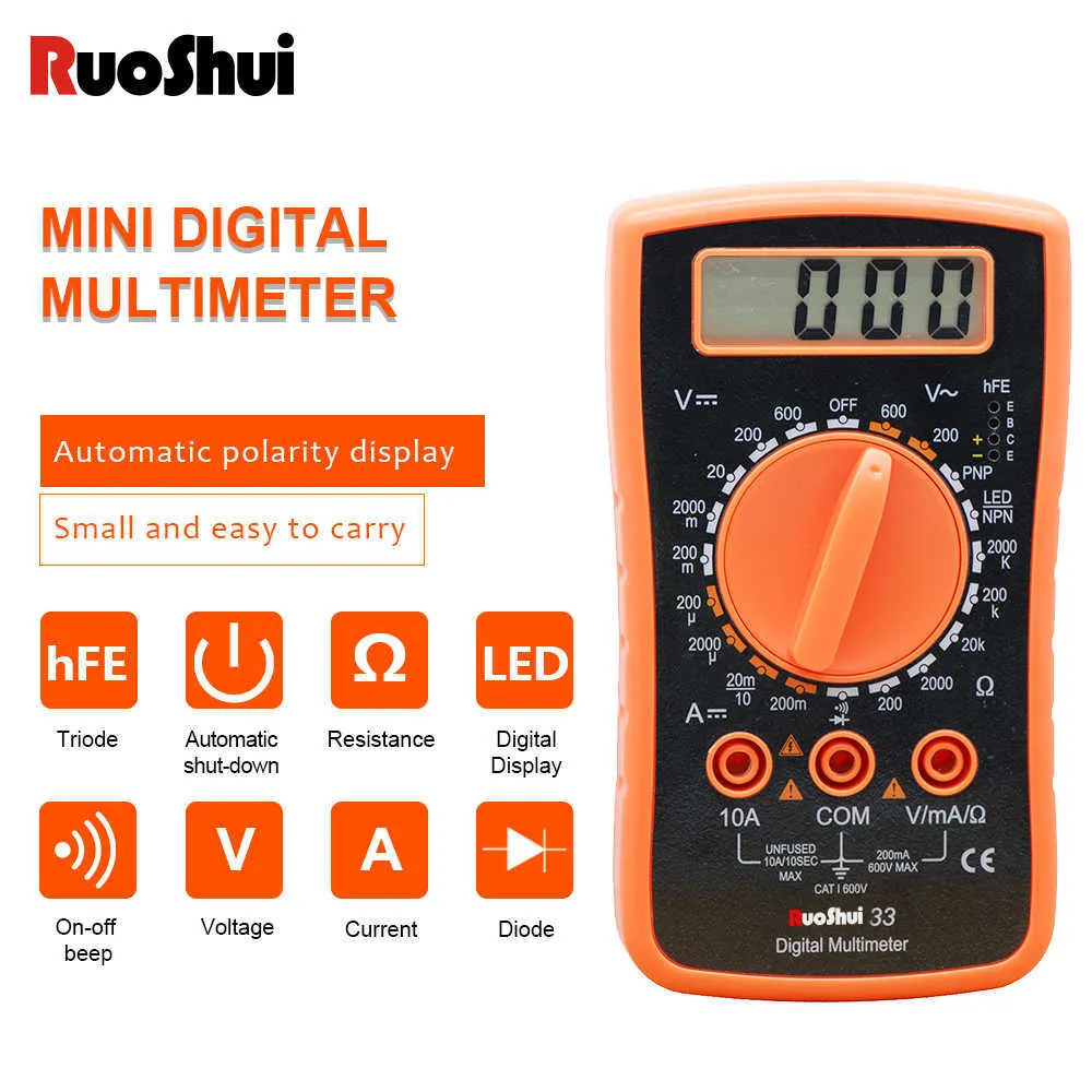 Verdadero multímetro digital RMS, rango automático, 10 funciones, 10  rangos, 750 / 1000V CA / CC, corriente 10A, resistencia, diodo, cont,  batería