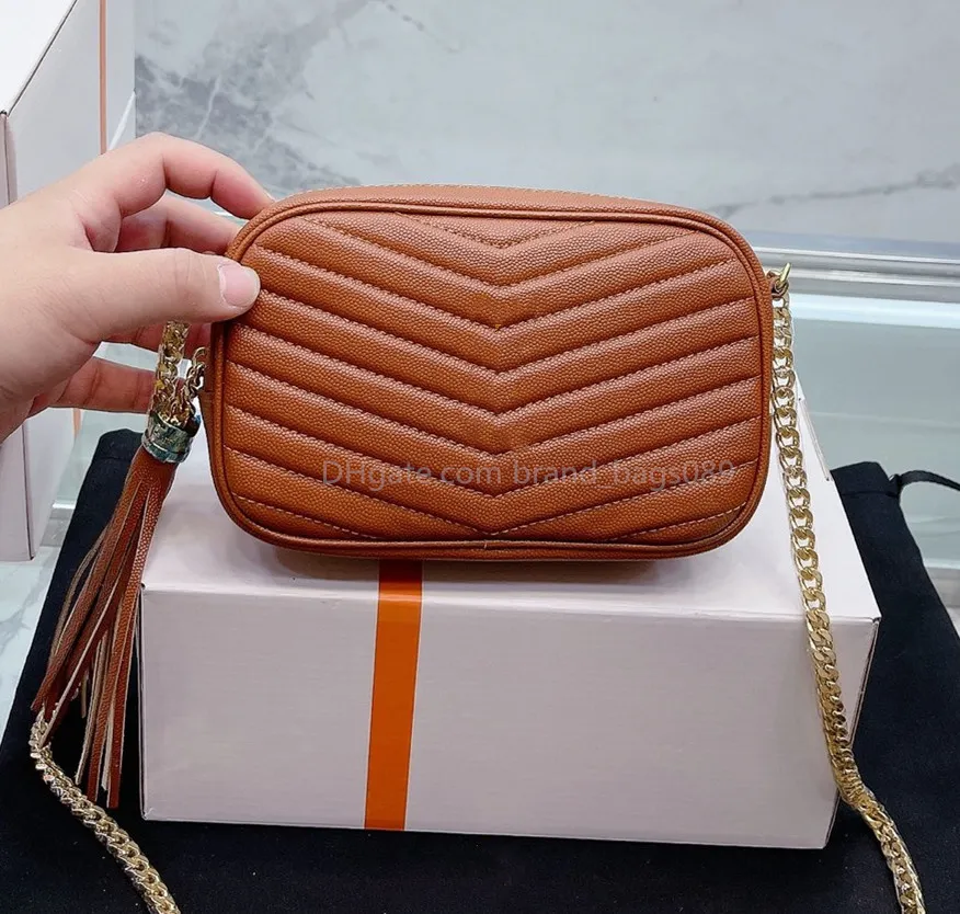 Y tasarımcı moda lou çantası klasik küçük kozmetik çantalar deri saçak ile aksesuar lüks cüzdan cüzdan havyar inek zinciri çantası altın sert
