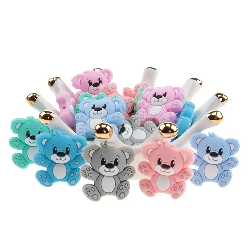 Baby Tanders Toys 50st Bear Silicone Pärlor varor för Borns Pacifier Chain Teether fidget tänder Care BPA Gratis leksak 221109