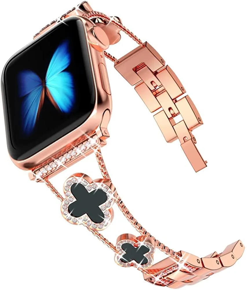 Pulseiras de relógio de diamante de metal de luxo para Apple Watch Bands 49mm 45mm 38mm 40mm 42mm 44mm Mulheres Bling Slim Glitter iwatch Series Ultra 9 8 7 6 5 4 3 SE