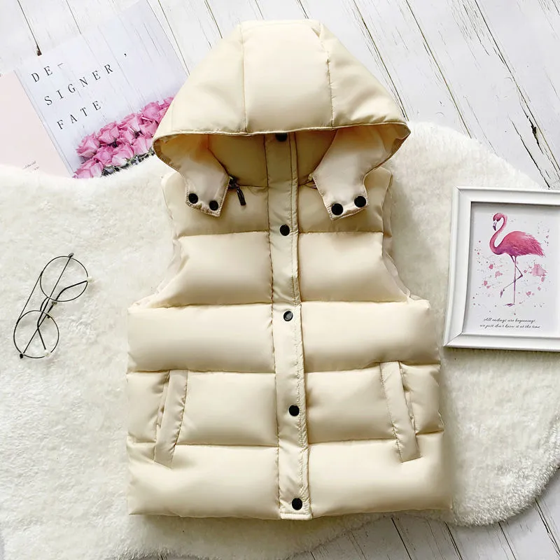 Chaleco Reversible Con Capucha Para Niña | Cambio De Color Y Sin Mangas | Cálido Para Invierno | Ligero Y Acolchado Para Actividades Al Aire Libre