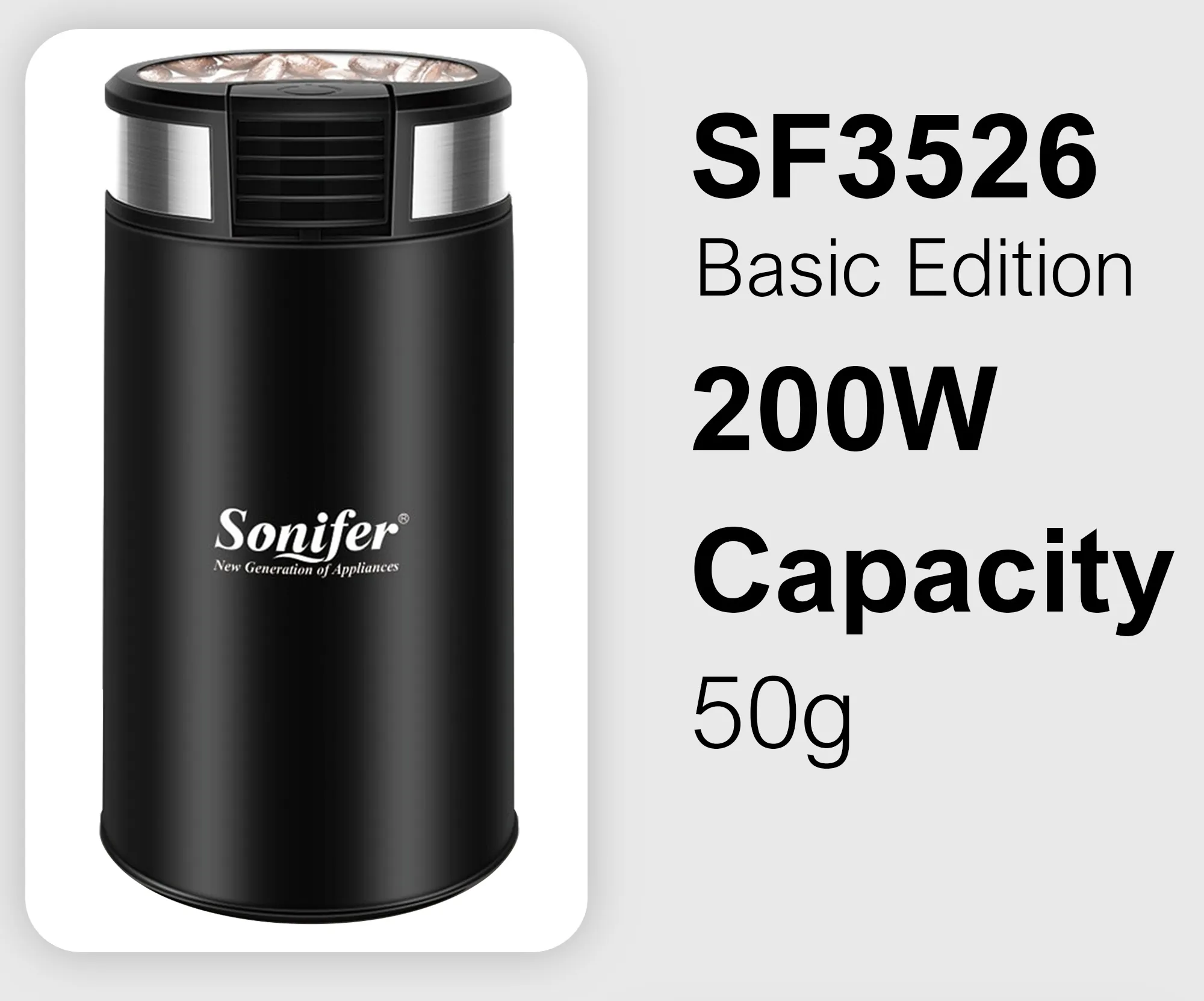 Sonifer 221108 Shardor Coffee Bean Grinder 200W Herb, Nuts, Pepper