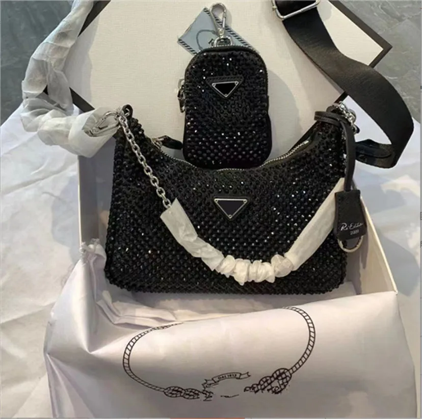 Nouvelles femmes Designers 2pcsset aisselle diamants sac bandoulière luxe  sacs à bandoulière en cuir diamant fourre-tout sacs à main sous les bras