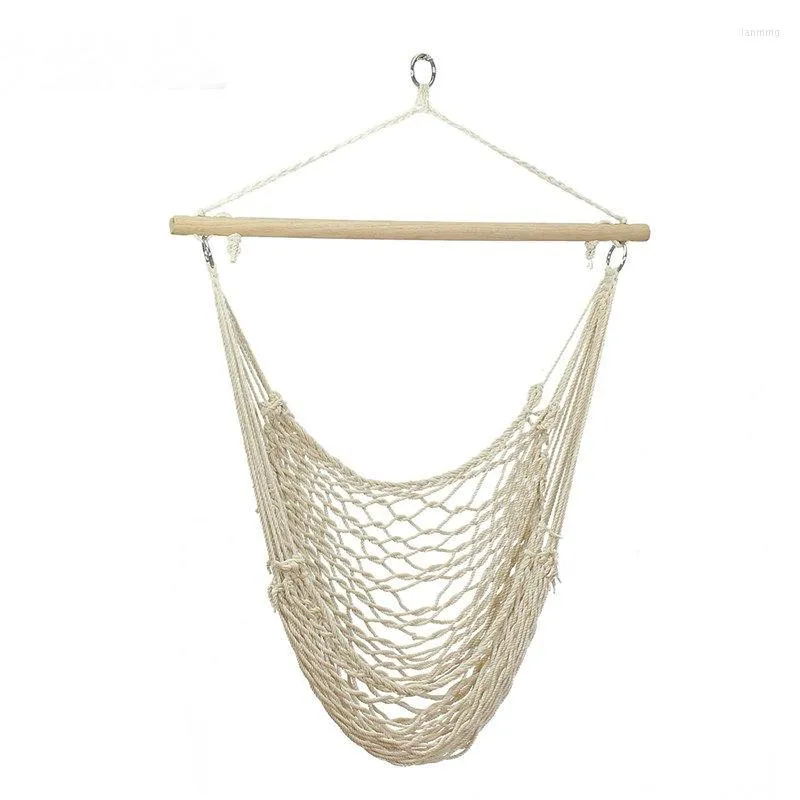 Hammocks 2022 Hammock Chair Swing Hanging Hiking Rope Cotton Net Cradles Practical Outdoor Accessories