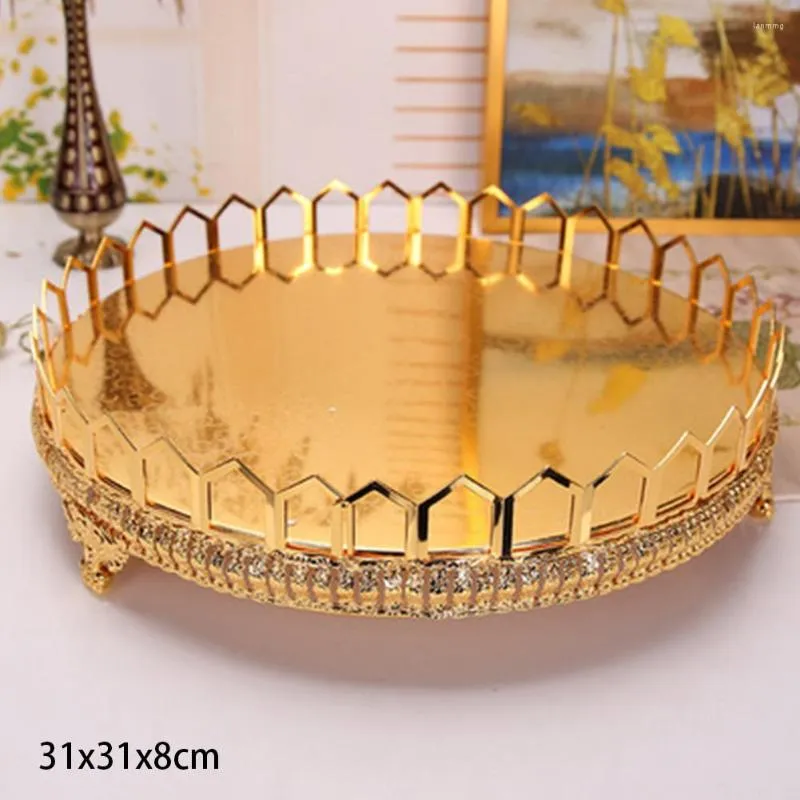 Outils de cuisson de pâtisseries Gold Cake Stand Afficher le support du plateau de pâtisserie Table de mariage de la fête de mariage décoration brillante stands de ménage fruit moderne