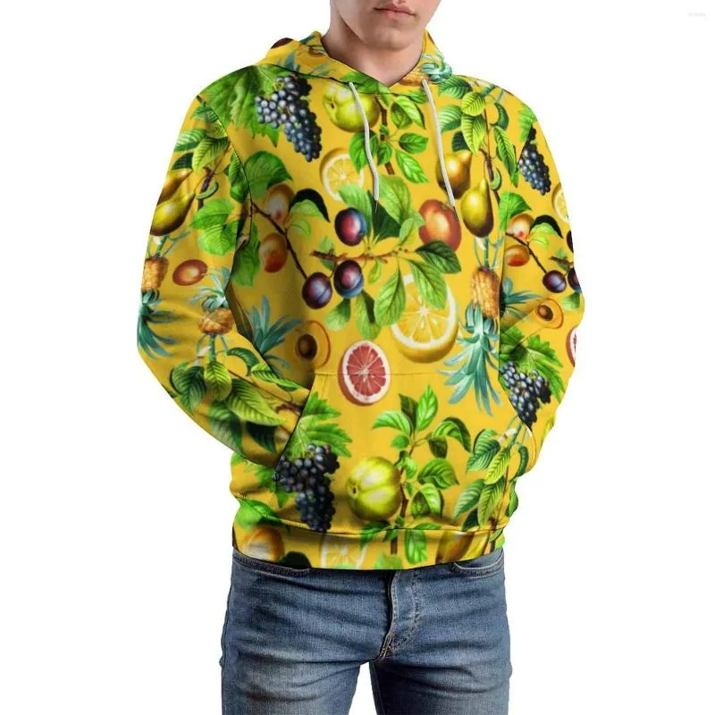 Sweats à capuche pour hommes imprimé de fruits tropicaux en vrac ananas citron Streetwear pull à capuche homme à manches longues Hip Hop Design sweats à capuche