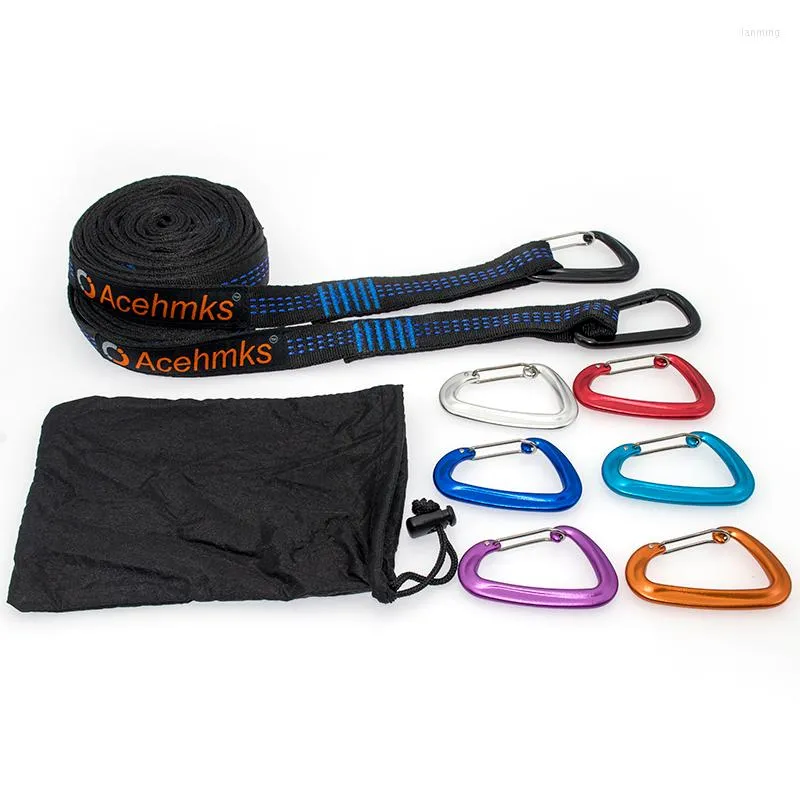 Hängmattor Super Strong Hammock Strap Aluminium Hanging Belt Acehmks för camping Travel Portable Tree Rope