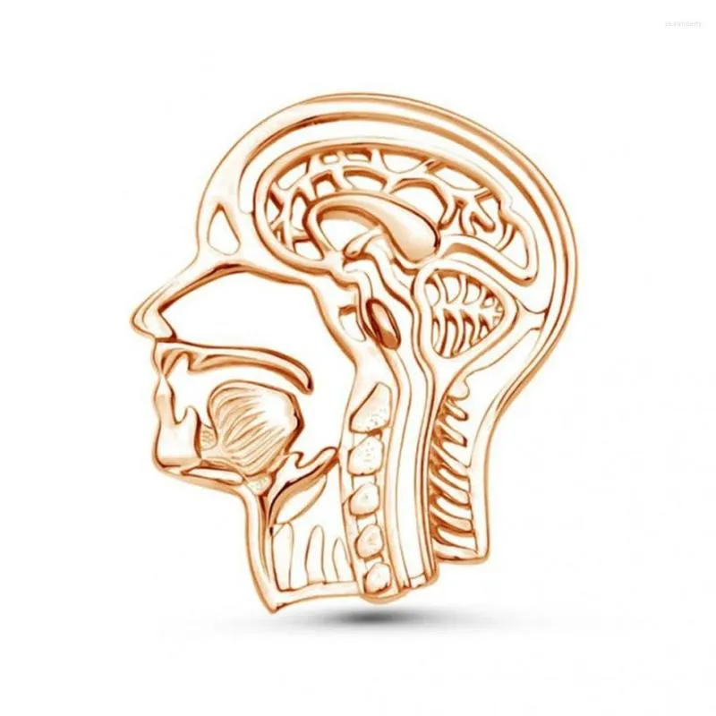 Broches Harong esmalte cabeza humana anatomía Pins Color oro broche anatómico placa de Metal estudiante maestro joyería regalo