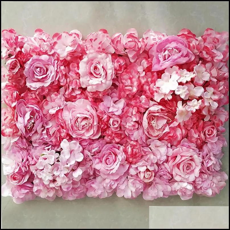 Dekoratif çiçek çelenkleri 40x60cm yapay çiçek duvarı düğün dekorasyon paspaslar gül sahte çiçekler ortanca panelleri t200716 damla dhlcy