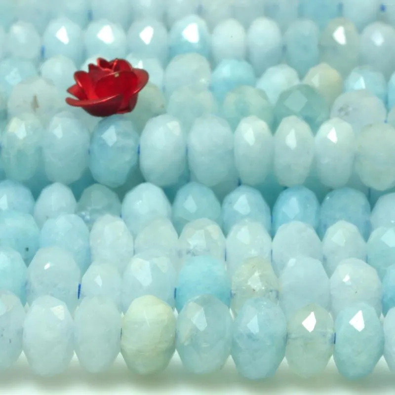 Minchas azuis naturais azul aquamarino Facetado rondelle solto por atacado pedras preciosas colar de pulseira semi -pedra de pedra