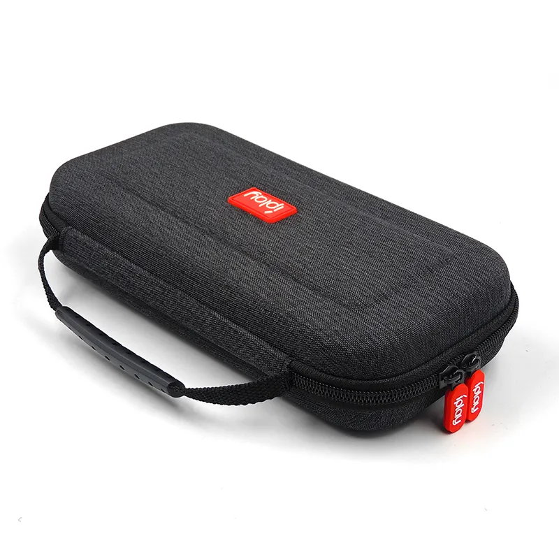 Black protective hard portable travel suitcase bag with accessory gaming pocket compatible Nintendo console storage