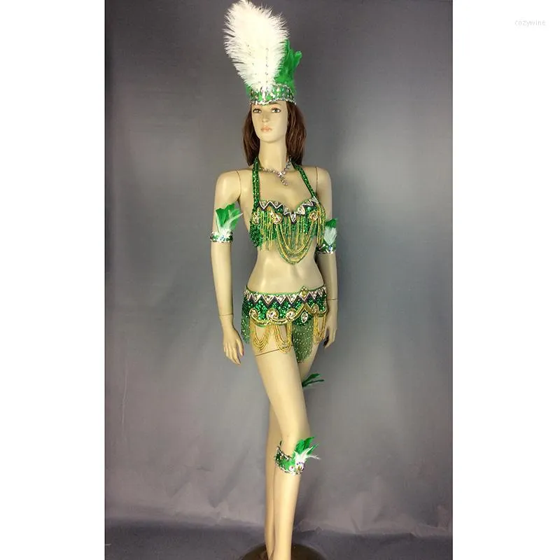 Stage Wear Belly Dance Costumes Samba Carnivel RIO Bra Belt 5pcs Set  Costume Outfit Brazil's Carnival Parades Showgirl Dancer