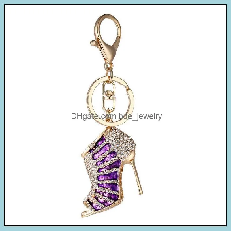 Porte-clés Longes Cristal À Talons Hauts Strass Porte-clés Sac À Main Pendentif Sacs Voitures Porte-Anneau De Chaussure Chaîne Mélanger Les Couleurs Porte-clés Fo Dhjic