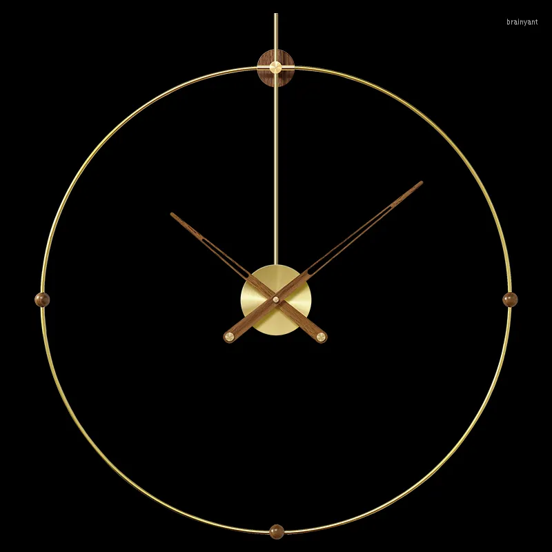 Duvar Saatleri Büyük Saat Modern Tasarım Metal Saatleri Ev Dekoru Altın Oturma Odası Dekorasyon Lüks Ahşap İşaretçi