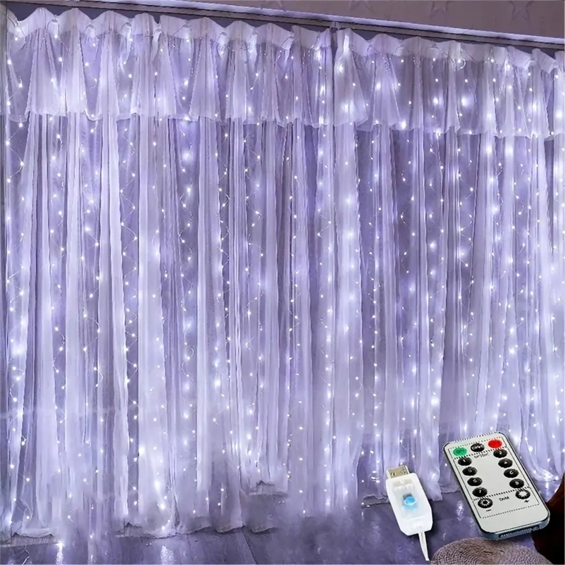 Decorações de Natal Cortina LED RGB Corda Luzes de Fada Ano Decoração de Casamento 2023 Luz de Quarto Decoração de Sala Luzes Noturnas Estéticas 221109