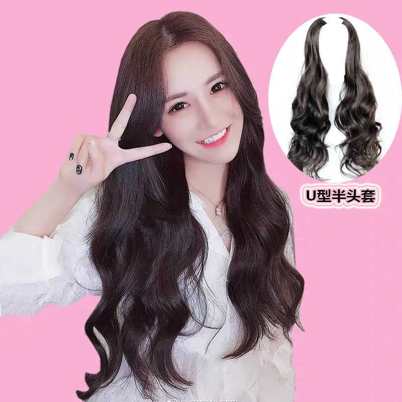 Hair Lace Wigs U-shaped Half Head Wig Female Long Curly Big Wave Short Variable gth Hair Breathable Patch