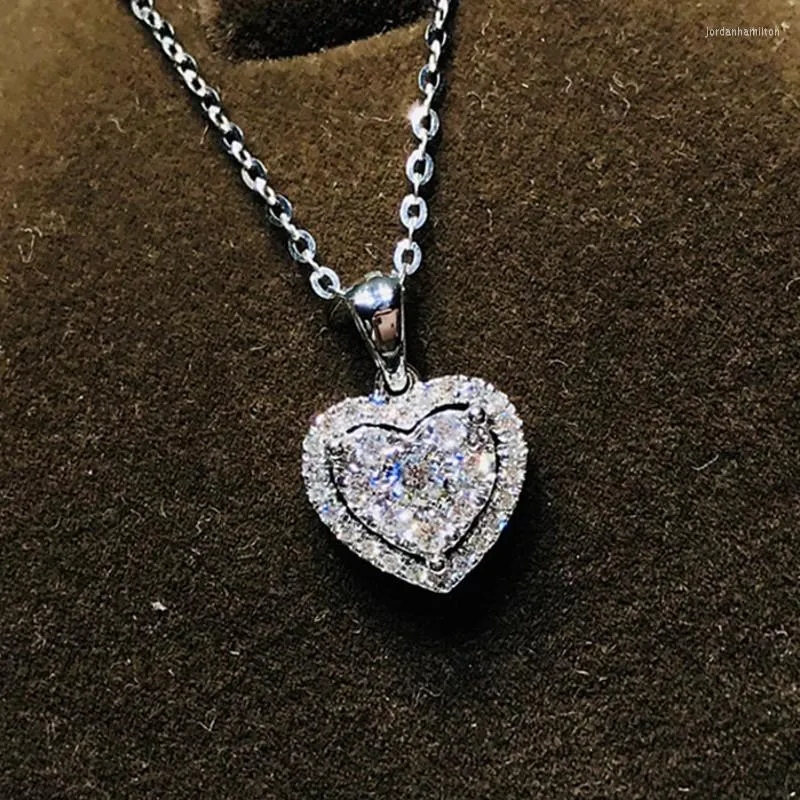 Collane con ciondolo a forma di cuore Diamante Moissanite da 3 carati Collana con ciondoli da sposa per feste in vero argento tibetano per gioielli da donna