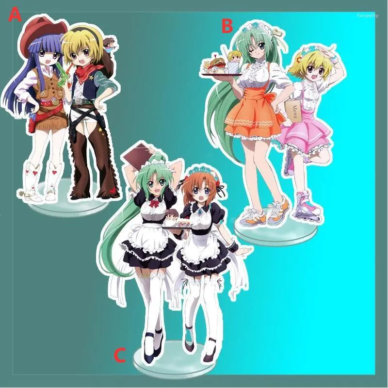 Porte-clés Anime Stand Higurashi Quand Ils Cry Houjou Satoko Furude Rika Acrylique Figure Affichage Décoration De Bureau 15 cm