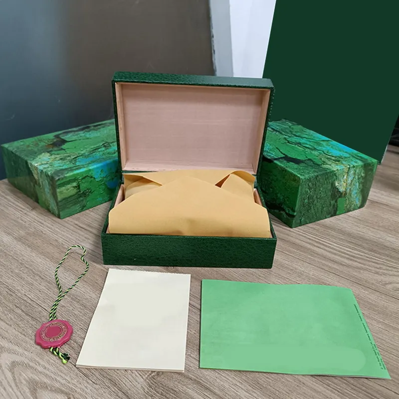 시계 롤렉스 케이스 망 GMT 골드 자동 시계 상자 원래 내부 외부 여자 시계 상자 남자 손목 시계 녹색 상자 소책자 카드 116610 잠수함 액세서리