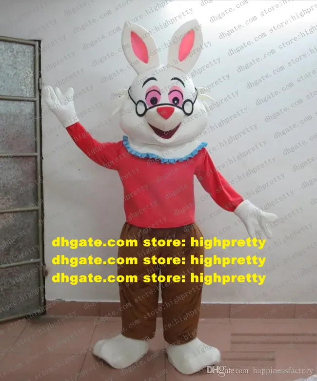 Dia da Páscoa Branco Rabbit Bunny Mascot Figurino adulto Caracteres de desenhos animados Expressões de afeto ZZ7938