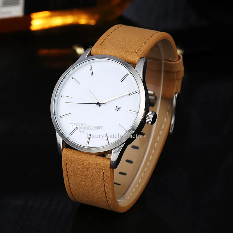 HBP Reloj de lujo para hombre Moda Simple Dial de cuero Relojes de hombre Reloj de cuarzo casual Montres de luxe