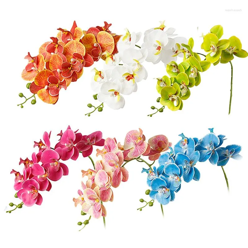 Fiori decorativi 98 cm Lattice 9 teste Orchidea farfalla artificiale 29 colori Grandi dimensioni Phalaenopsis finta Silicone PU Real Touch Wedding Home