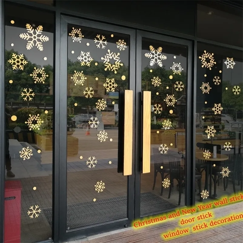 Christmas Decorations snowflake electrostatic Sticker Window Wall Stickers Kids room home decoration Year wallpaper Glitter effect 221109