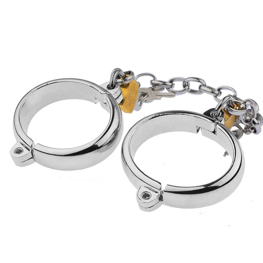 Massage Toy Sexy Products Metal Handcuffs Foot Cuffs Elliptical Handcuffs QQ Shackles SM Men's and Women's Sexy Products Binding Hand Toys