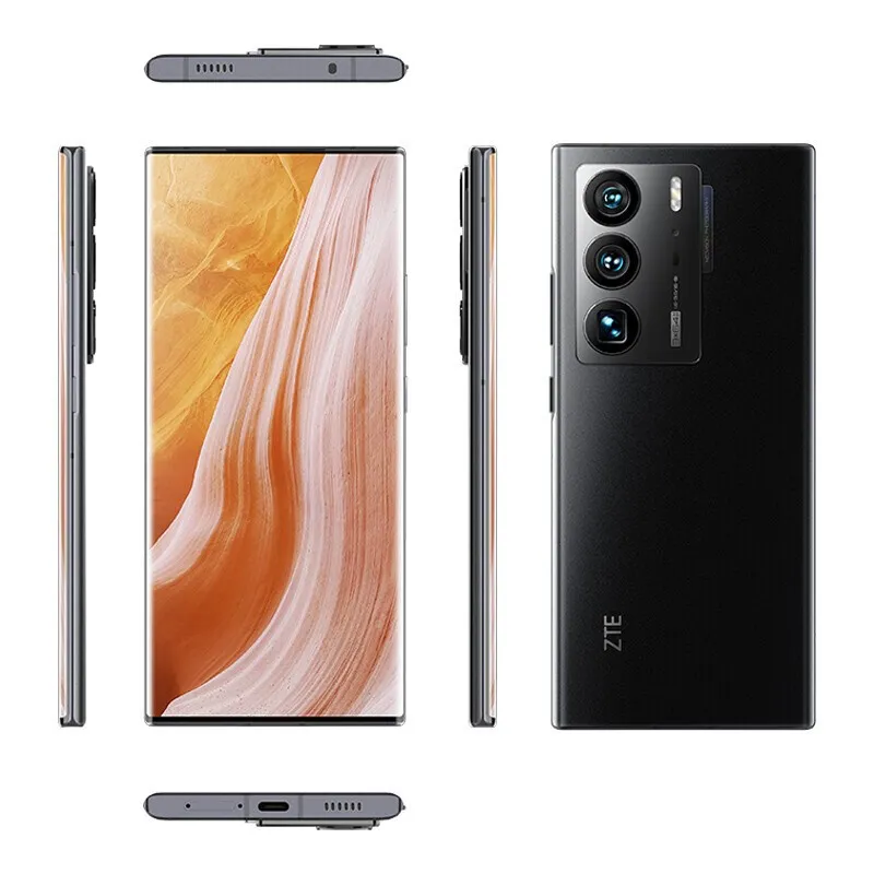 Original Vivo ZTE Axon 40 Ultra 5G Teléfono móvil 12GB RAM 256GB ROM Snapdragon 8 Gen1 64MP NFC 5000mAh Android 6.8 "Pantalla curva completa Identificación de huellas dactilares Cara Teléfono celular inteligente