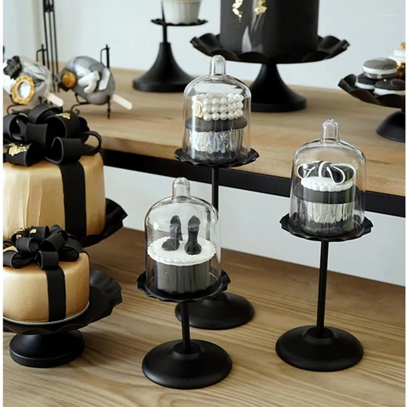 Strumenti da forno Alzata per torta nera Vassoio per cupcake Bordo ondulato Decorazioni per la casa Tavolo da dessert Forniture per feste Decorazione di nozze di compleanno