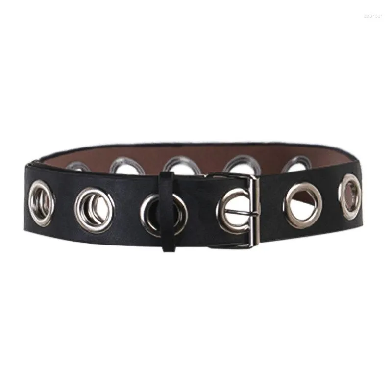 Belts Q39C Women Casual Leather Belt Dress Decorative Big O Ring Buckle Circle