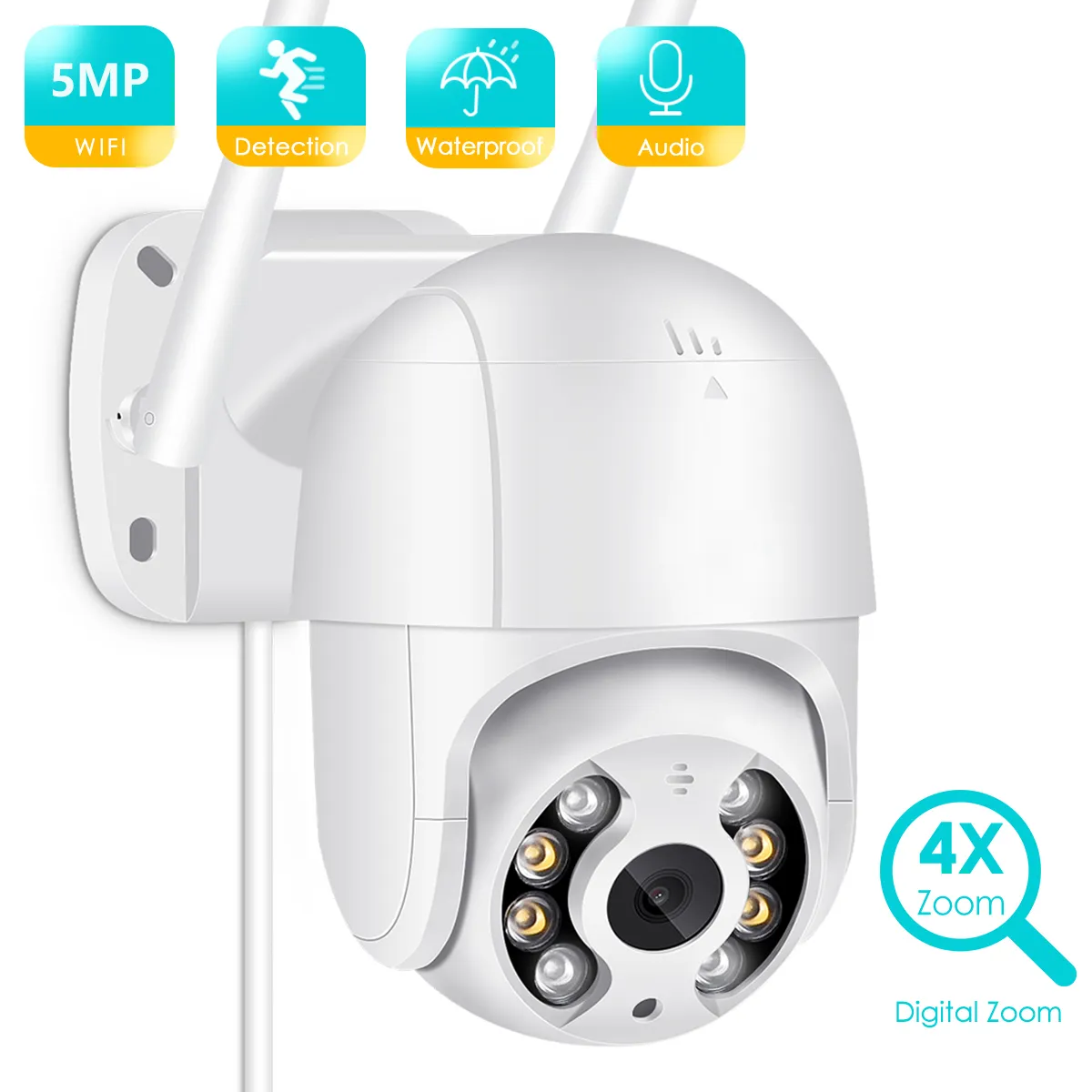 Telecamere Dome BESDER 5MP PTZ WiFi Movimento Avviso a due voci Rilevamento umano Audio IP esterno Visione notturna IR Video CCTV Surveillan 221108