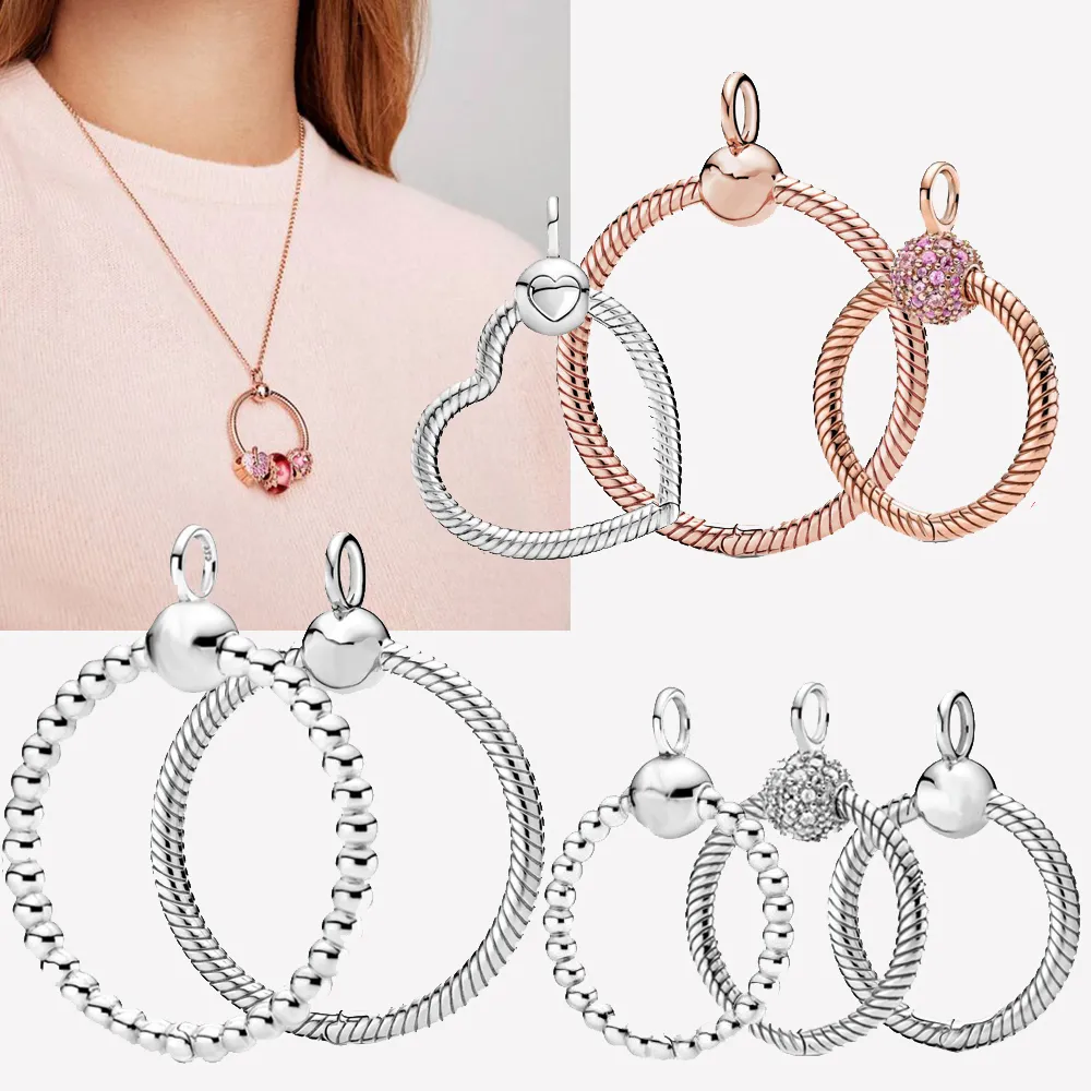 La nouvelle suspension populaire en argent sterling 925 avec vermiculite en or rose convient au collier Pandora primitif Mme DIY Charm Jewelry