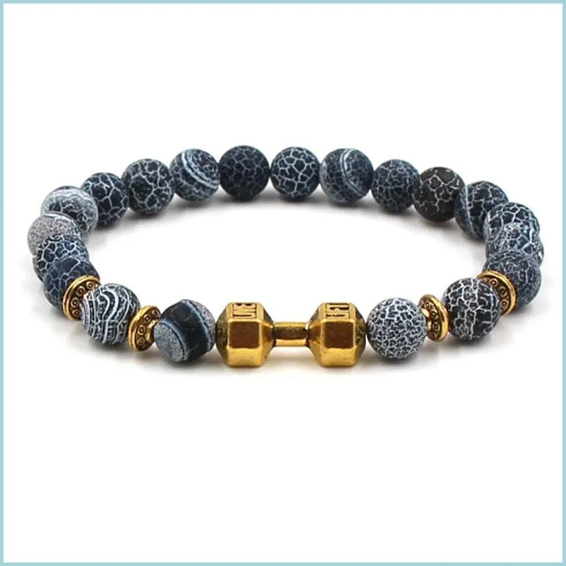 チャームブレスレット天然石ブレスレット灰色の風化老化ビードPSEIRA MASCINA YOGA CHAKRA BEADED BRACELETSドロップ配達ジュエリーDHXXG