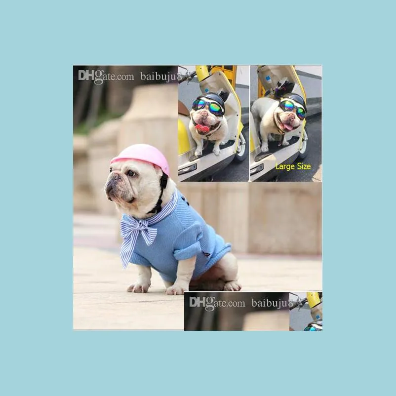 Hundebekleidung Großhandel Neuankömmling Hundehelme für Motorräder mit Sonnenbrille Cool Abs Fashion Pet Helm Mticolor Plastic Protect D Dhert
