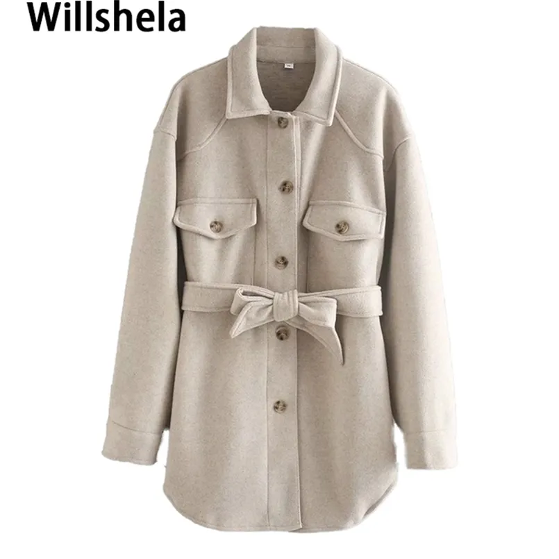 Kadın Ceketleri Willshela Sonbahar Kış Ceket Uzun Kollu Kerepli Sıcak Kalın Moda Yüksek Sokak Ceket Kıyafetleri Üstler 221109