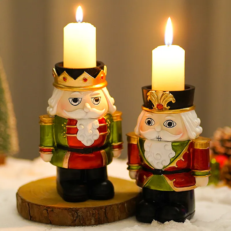 Candle Holders Nutcracker stick Christmas Decoration Desktop Home Ornament Holder Resin Crafts 221108