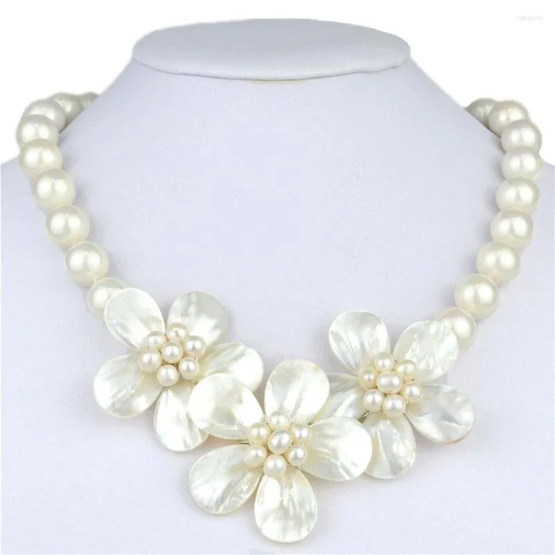 Collier ras du cou avec pendentif en forme de fleur et de coquillage naturel, bavoirs à breloques pour femmes et filles, bijoux de fête de mariage