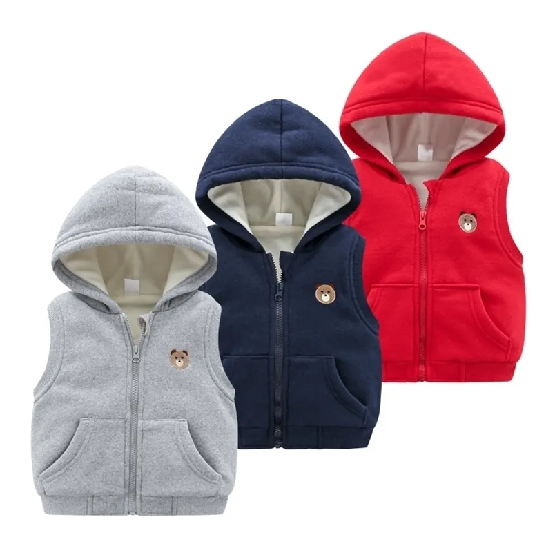 Gilet À Capuche Enfant Zip Enfants Polaire À Capuche Gilet Chaleur Confort Bébé Filles Garçons Vestes No-Pilling Enfants Survêtement 1-7 Ans 221109