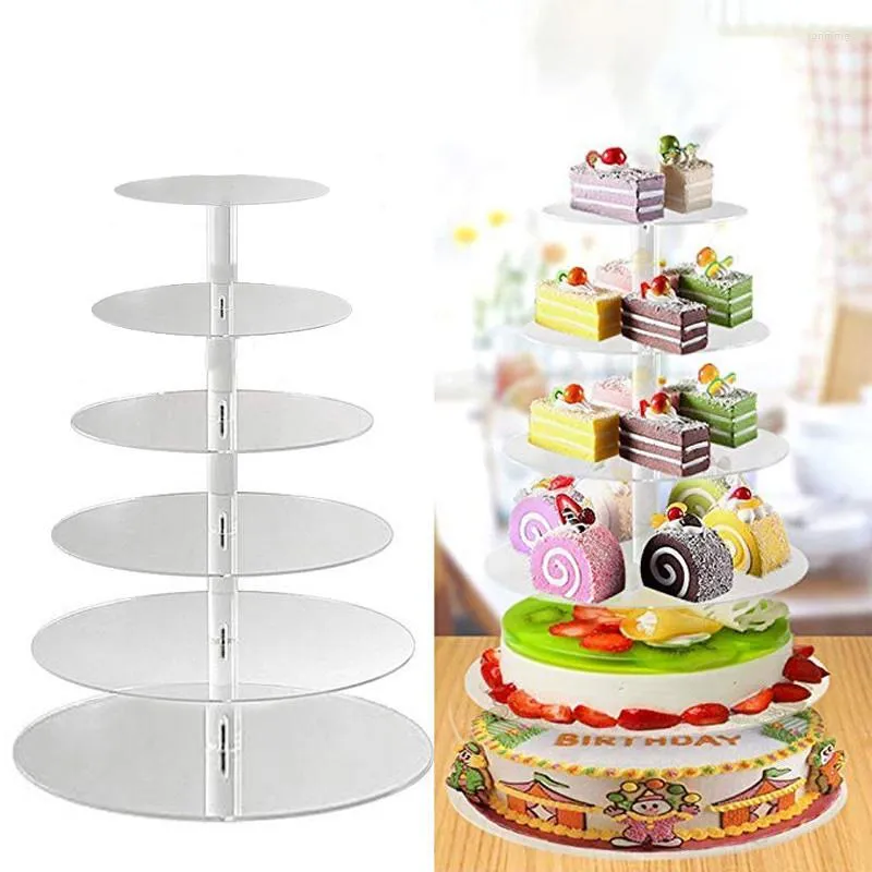 Bakeware Tools Bolo Stand Stand ACRYLIC Cupcake Display Transparent Surther Shelf para Acessórios de cozinha para festa de aniversário de casamento