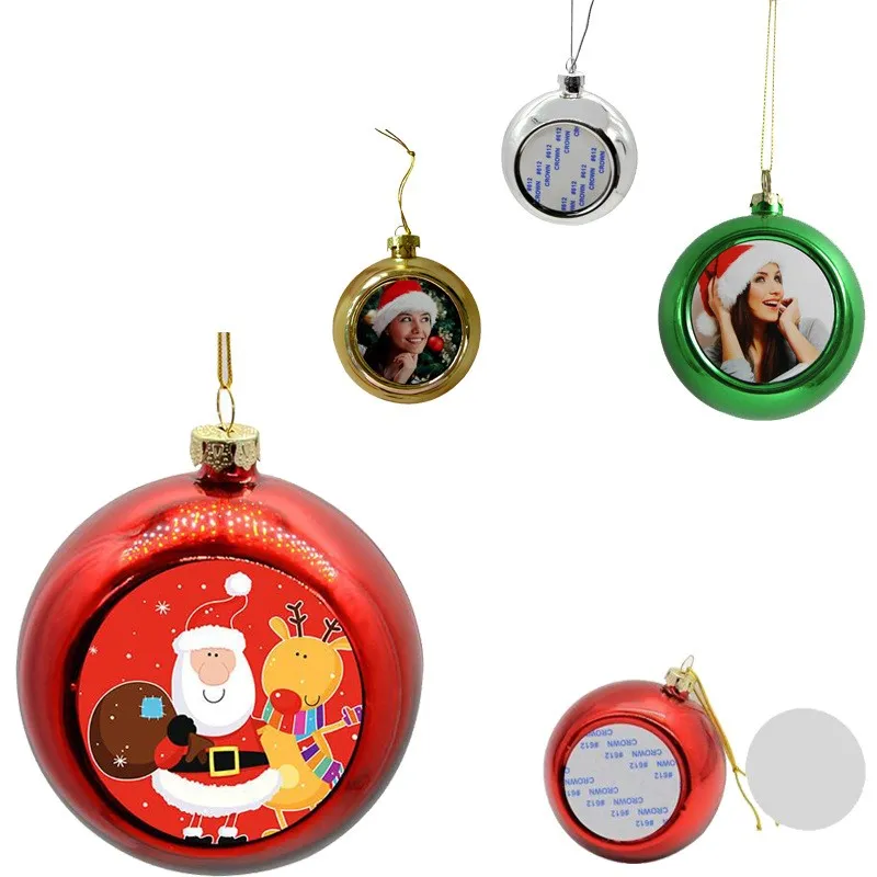 8 cm sublimation boule de Noël ornements incassable arbre de Noël bricolage ornements blancs colorés suspendus pour la décoration de fête artisanat 6 couleurs ampoule DH0004