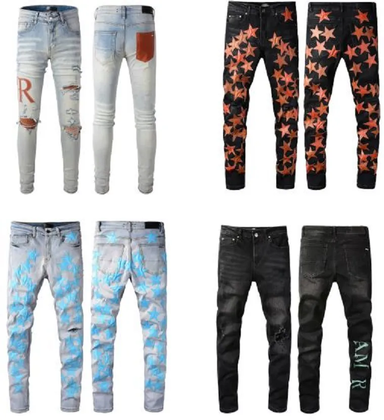 Heren Distressed Ripped Skinny Jeans Heren Jeans Slanke Moto Biker Causale Heren Denim Broek Hip Hop Heren Jeans