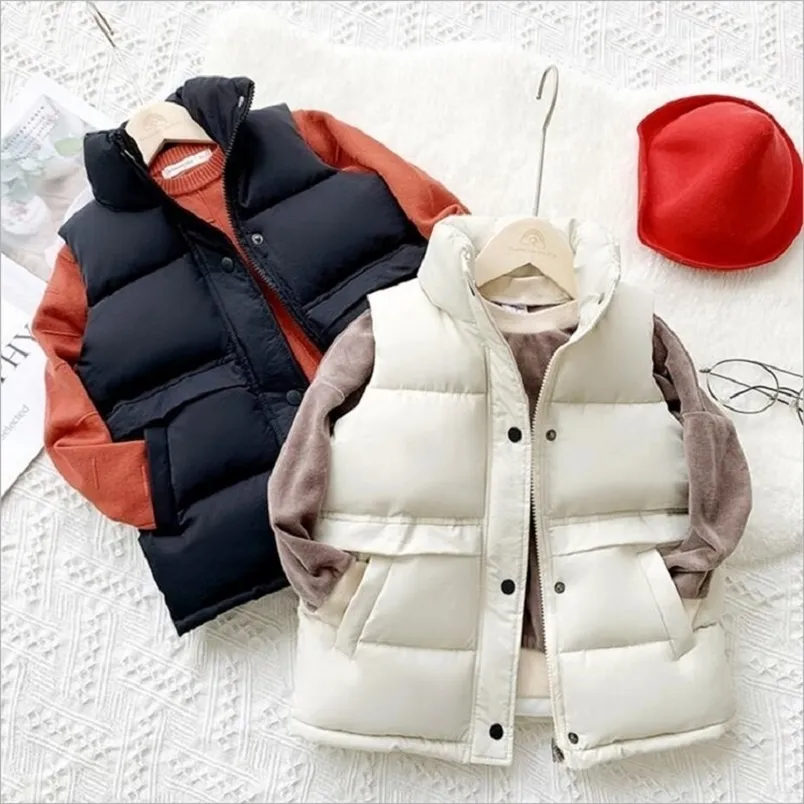 Gilet Autunno Inverno Giacca senza maniche per bambini Vestiti Addensare Colletto alla coreana Gilet in cotone Ragazzi Ragazze Cappotto per bambini 221109