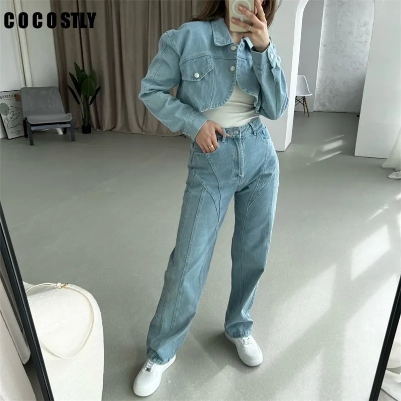 Giacche da donna Jeans Cropped Denim Vintage Sexy Streetwear Cappotto corto Top donna veste printemps femme 221109